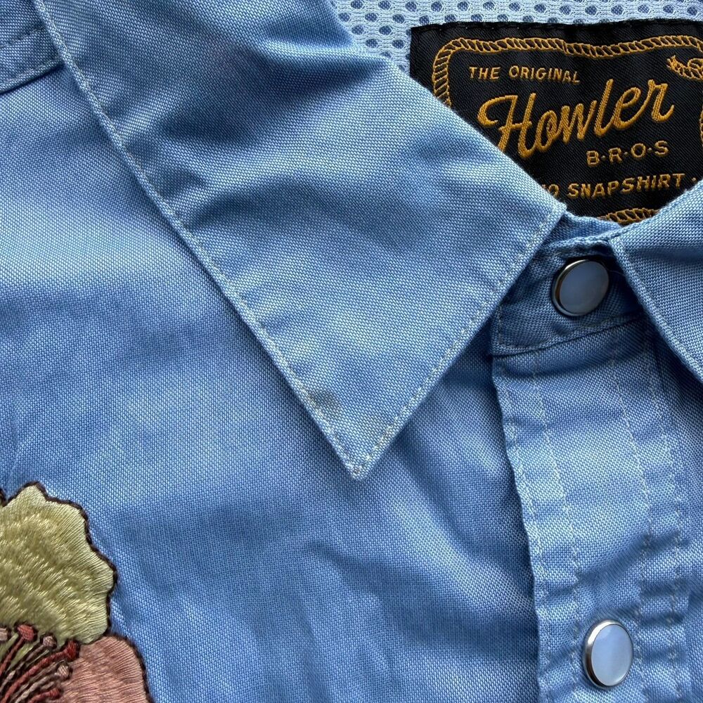 Howler Bros Mens L Gaucho Snap Shirt Pearl Western Irie Hibiscus Floral Flower - Picture 14 of 14
